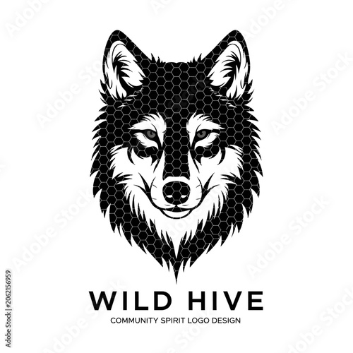 Wildlife mascot fused with bee hive texture for communal branding.