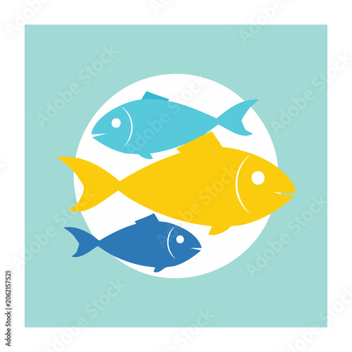 Flat design vector illustration of a fish