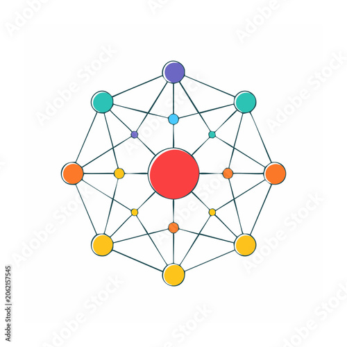 Minimalist network diagram with colored nodes