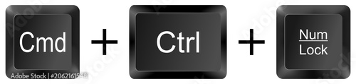 Obraz na plátně command control num lock computer keyboard shortcut key button 3d icon symbol si