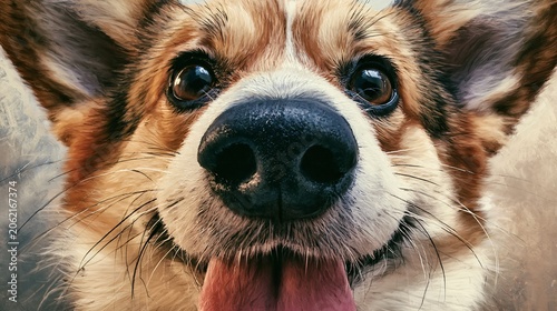 Unique Wide Nose Corgi Abstract Art Photo for Creative Projects