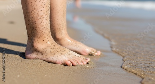 Footprint on Sandy Beach, Barefoot Person Walking for Outdoor Wellness, Exercise and Stress Relief in Summer Travel Marketing