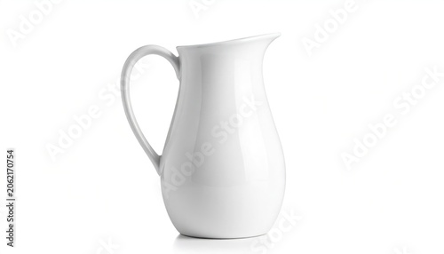 Elegant White Ceramic Pitcher on a Clean White Background.
