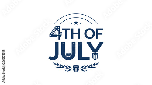 Vintage Circular 4th of July Emblem with Stars