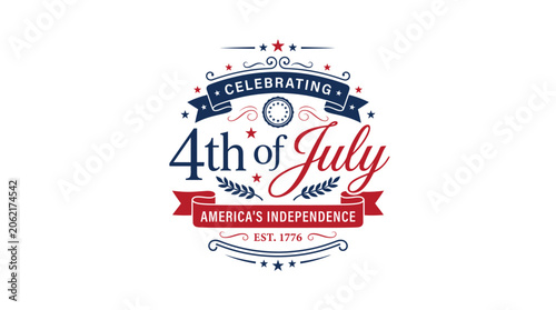 Vintage Independence Day badge with 1776 establishment date.