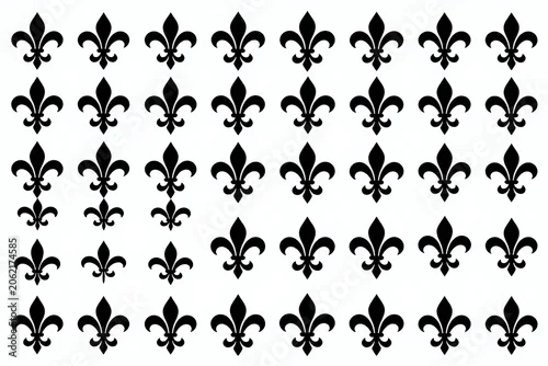 Fototapeta na wymiar a black and white fleur de lis pattern on a white background