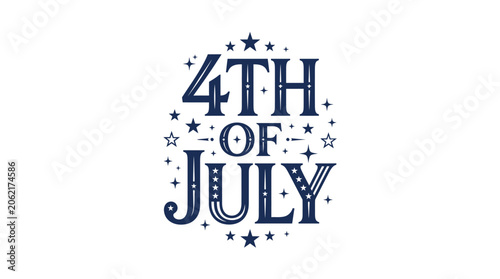 Vintage style 4th of July block typography with stars.