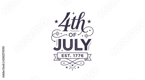 Vintage Style 4th of July Est 1776 Ornate Logo
