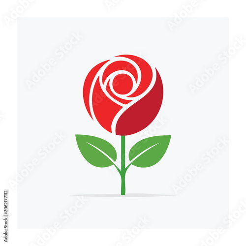 Red heart with green leaves vector icon