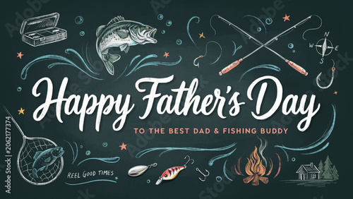 Happy father's day fishing illustration