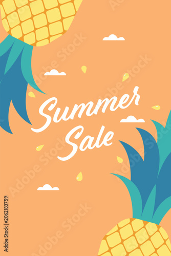 Pineapple colorful summer sale poster