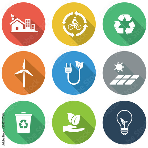 vector set of ecology icons