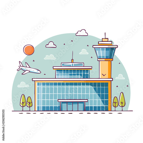 Flat design house with summer sky and bananas