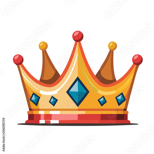 Gold crown with red and blue jewels vector