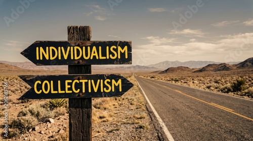 A desert road diverges to individualism
