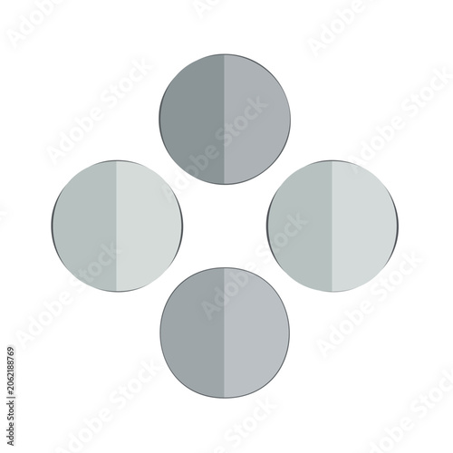 Four Split Circles in Symmetrical Arrangement