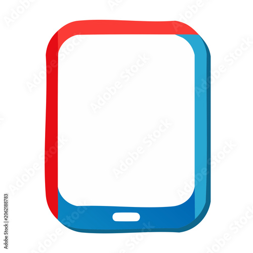 Flat design smartphone icon with red and blue frame