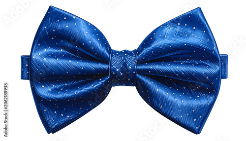 Shiny Blue Bow Tie with Gold Specks Isolated on White Background