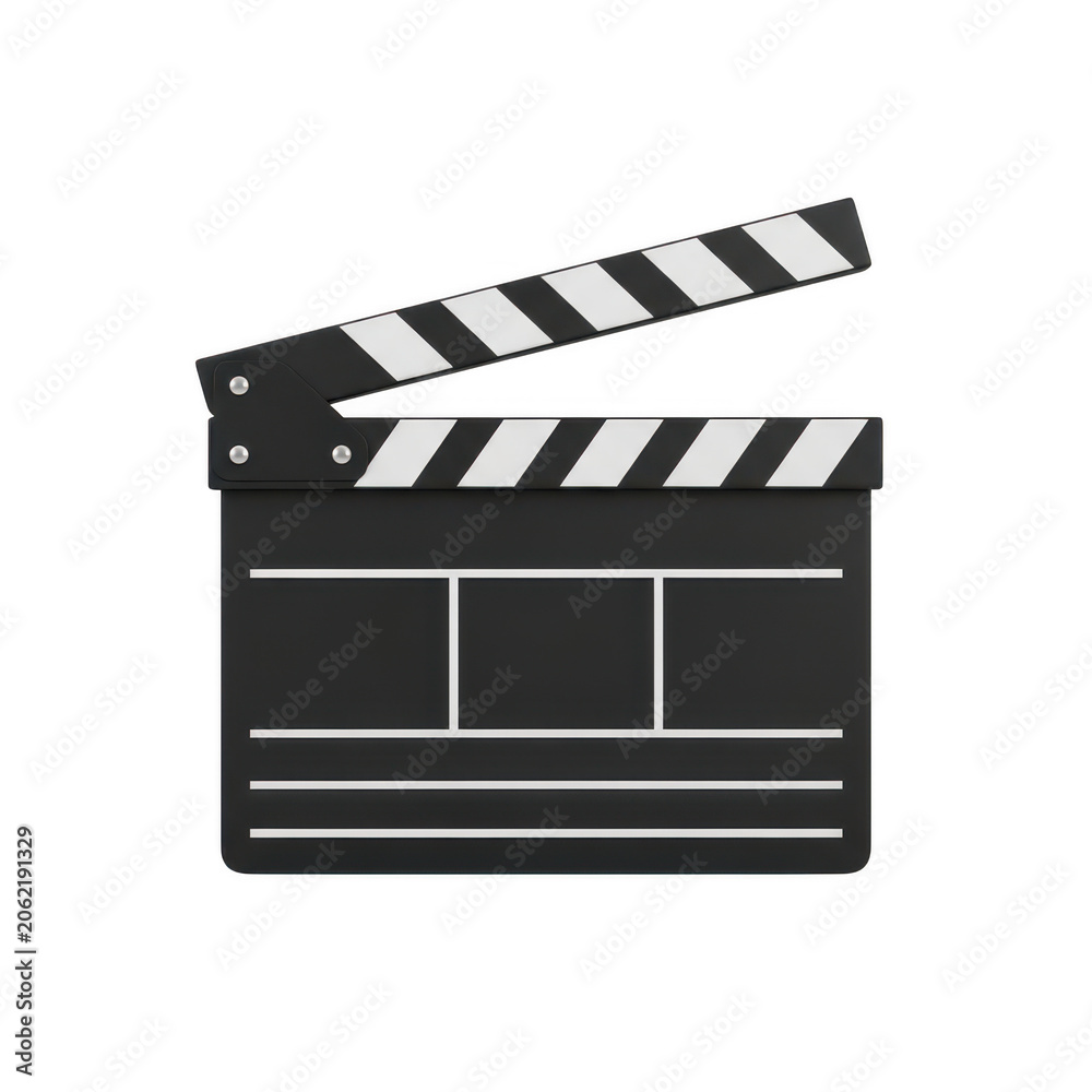 Fototapeta premium Black movie clapperboard icon for film production isolated on transparent background