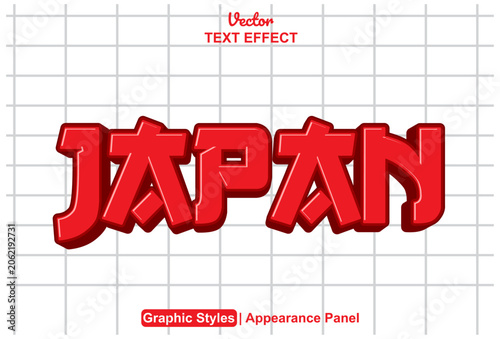 Editable text effect template featuring a bold red japan style grid background.