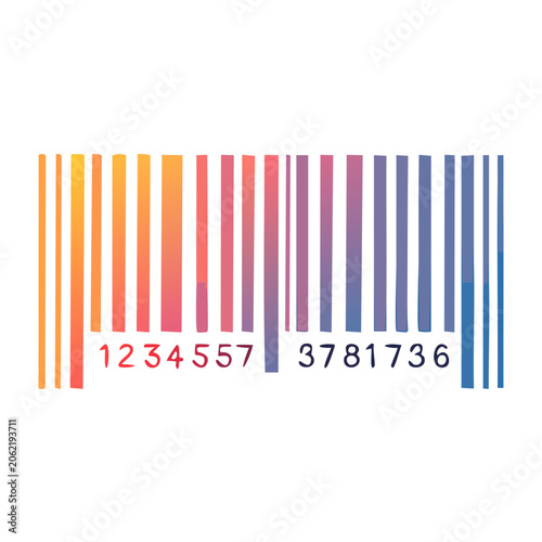 Colorful barcode with numbers on white background