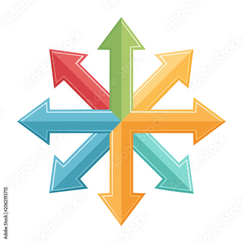 Colorful geometric arrows in circle