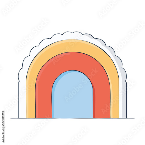 Colorful layered archway illustration