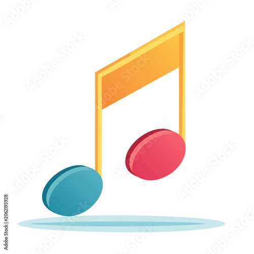 Flat design musical eighth note icon