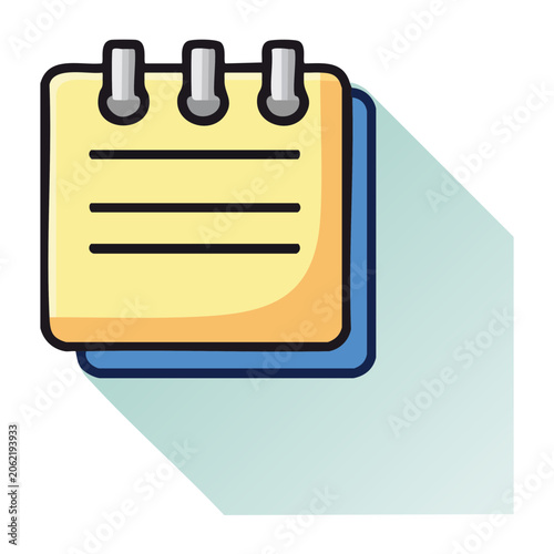 Flat Design Notepad Icon with Spiral Binding