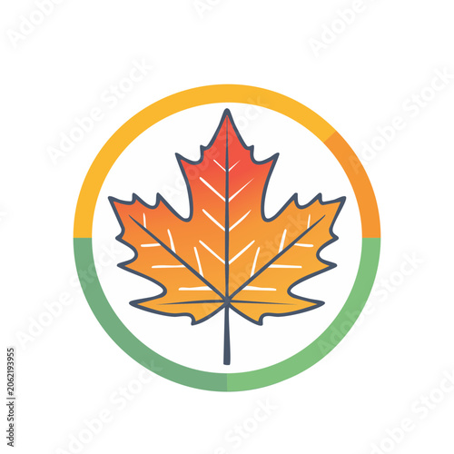 Flat design maple leaf icon with autumn colors