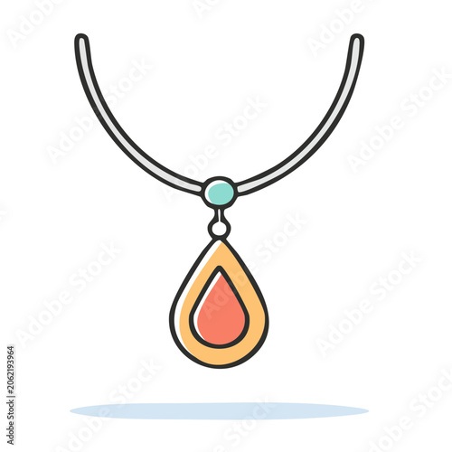 Flat design teardrop pendant necklace illustration