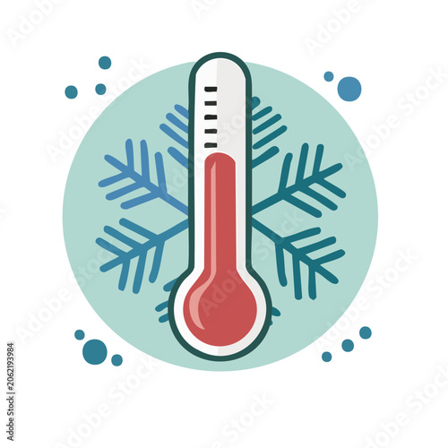 Flat design thermometer with snowflake icon