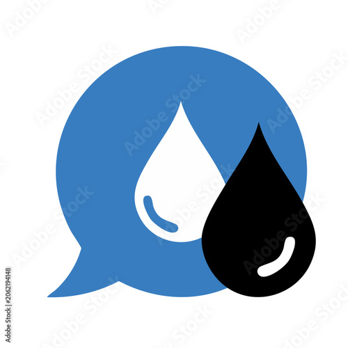 Water and Oil Drops in Speech Bubble Icon