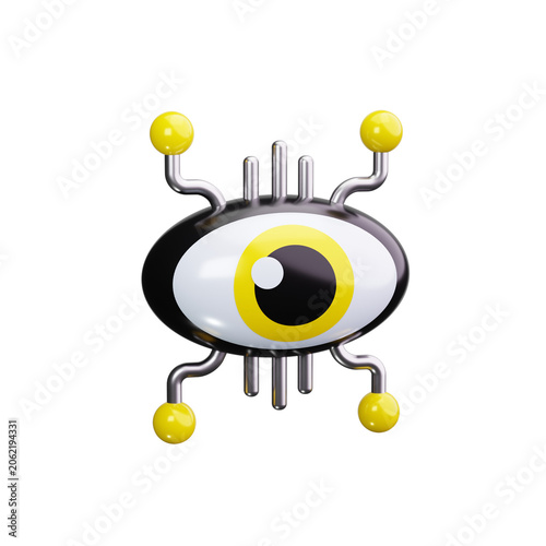 Robot eye 3d render icons