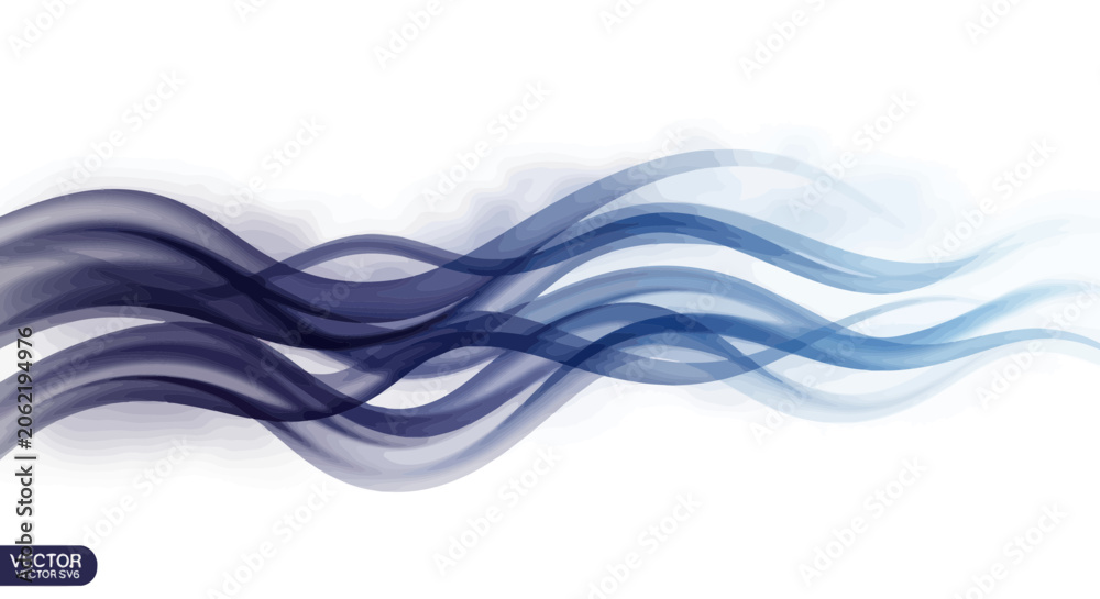 Naklejka premium Abstract blue flowing waves with dynamic motion on white background