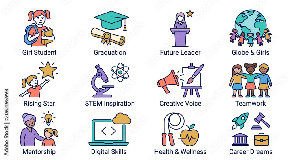 Fototapeta premium Children Celebrating Graduation with Future Aspirations