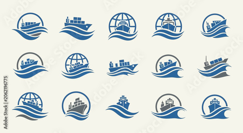 Collection of nautical and globe icons.