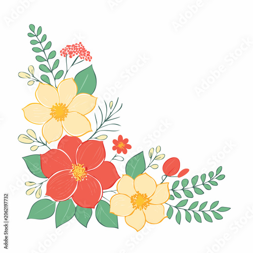 Floral Corner Decoration with Red and Yellow Flowers