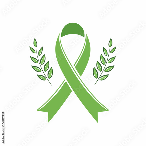 Green Awareness Ribbon with Laurel Branches