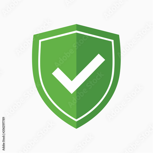 Green Shield with Check Mark Icon