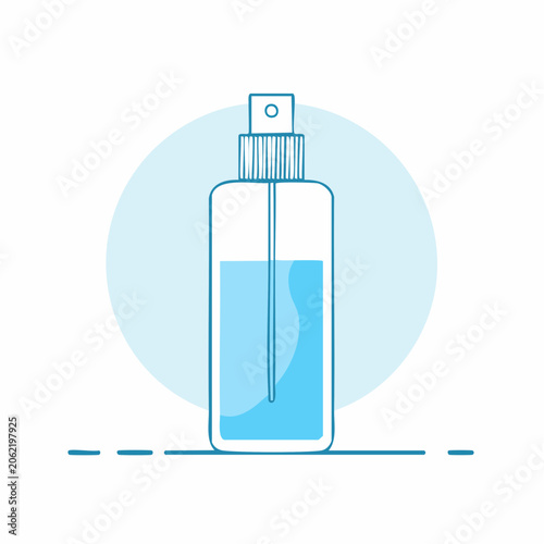 Spray bottle with blue liquid