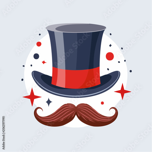 Top Hat and Mustache Illustration