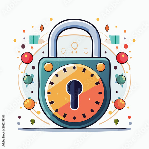 Cartoon Lock with Colorful Decorations