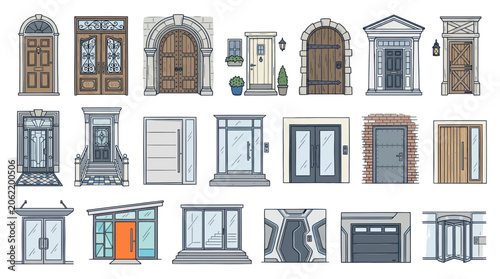 Slika na platnu Collection of Diverse Architectural Doors and Entrances
