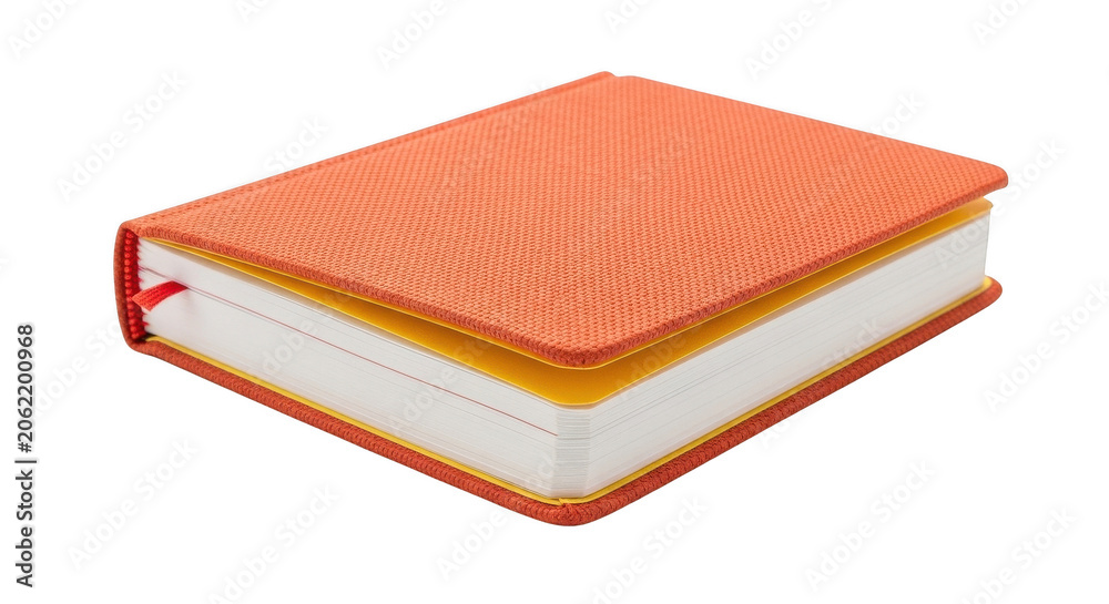 Fototapeta premium Orange brick toy notebook made of plastic building blocks isolated on transparent background
