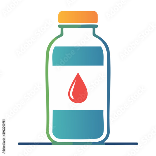 Flat design water bottle with flame icon