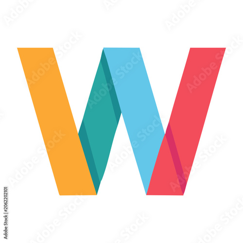Colorful flat design letter W icon
