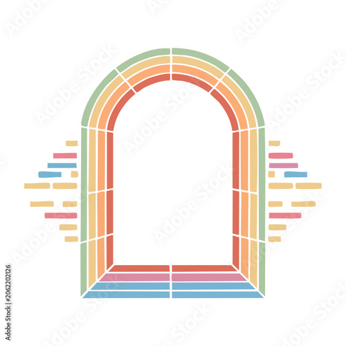 Colorful Rainbow Archway Illustration