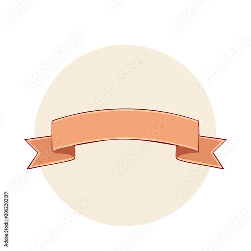 Curved orange ribbon banner on light background