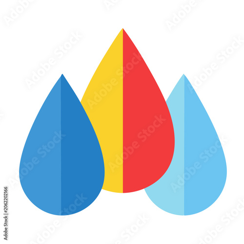 Flat Design Colorful Water Droplets Icon